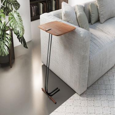 Imagem de Mesa de Apoio para Sofá Castanho com Base em Metal Castanho