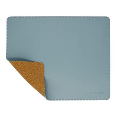 Imagem de KINOPREV Mouse pad de couro - Mouse pads de madeira com borda costurada, tapete de mouse antiderrapante PU, mouse pad de dois lados, mouse pad impermeável para jogos, para mesa, laptop, escritório e