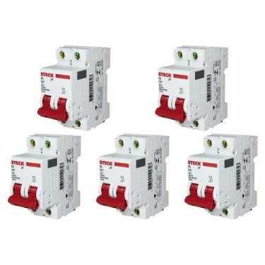 Imagem de Kit C/5 - Disjuntor Steck Din Bipolar 40A Sd62 3Ka