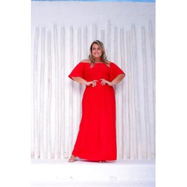 Imagem de Vestido Longo Plus Size Feminino Ajustável ao corpo efeito modela cint