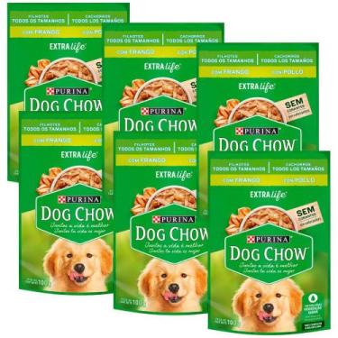 Imagem de Kit 6 Ração Úmida para Cachorro Dog Chow Filhote Extra Life Sabor Fran