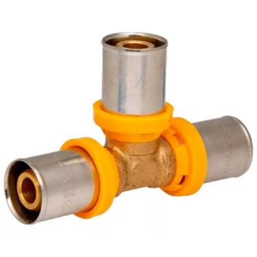 Imagem de Tee para Tubo Multicamadas 20 mm x 20 mm de Latão Niquelado - Maygas