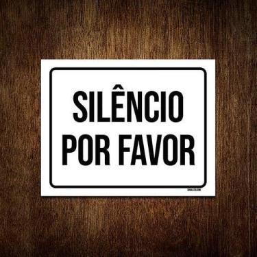 Imagem de Kit 10 Placas Sinalização - Silêncio Por Favor - Sinalizo.Com