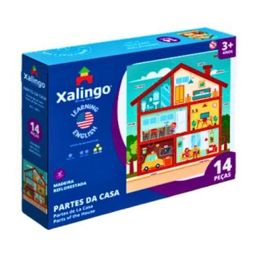 Imagem de Quebra Cabeça 14Pç Partes Da Casa Aprendendo Inglês Didatico - XALINGO