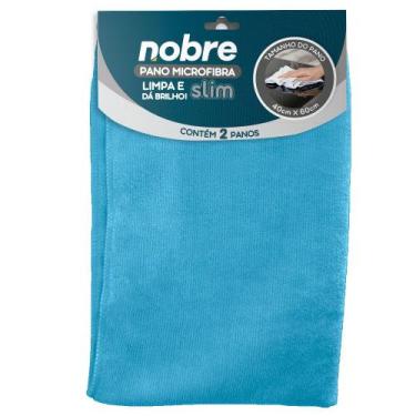 Imagem de Pano de microfibra 40x60cm ( pacote c/ 2 unid.) azul Slim - Nobre