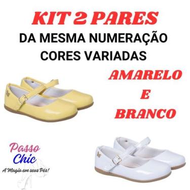 Imagem de Kit 2 Pares Sapatilha Infantil Menina Verniz Lisa Confortável Boneca M