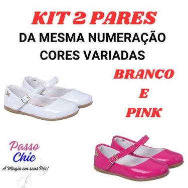 Imagem de Kit 2 Pares Sapatilha Infantil Menina Verniz Lisa Confortável Boneca M