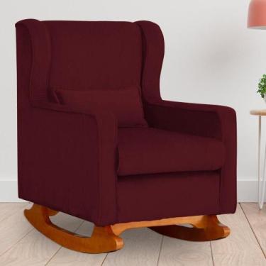 Imagem de Poltrona Amamentação Balanço Aurora Suede Bordo - LM DECOR