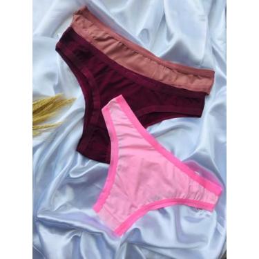 Imagem de Kit 3 calcinha de microfibra tradicional com forro 100% em algodão - J