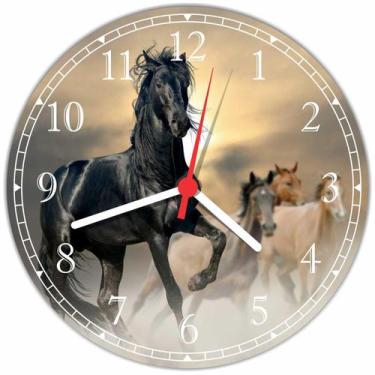 Imagem de Relógio De Parede Cavalos Animais Salas Cozinhas Tamanho Grande 50 Cm 