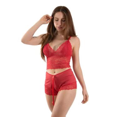 Imagem de Short Doll Sexy Julia Curto Renda - Diluxo, G, Vermelho