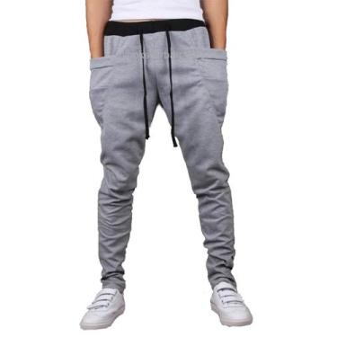 Imagem de Calça de moleton masculina dance harem skinny sport luxo - Wooks, Cinz