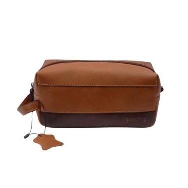 Imagem de Necessaire Masculina Brown Com Alça Em Couro - Ivan Joias, Marrom