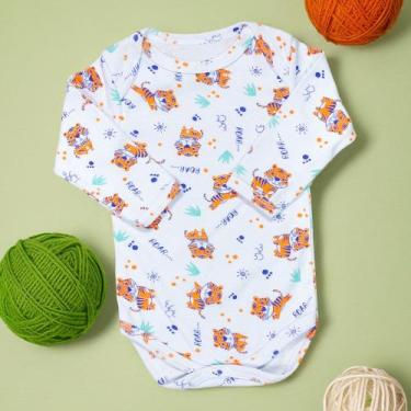 Imagem de Body para Bebê Manga Longa Estampadinho Tigre Branco - Era Uma Vez, Br