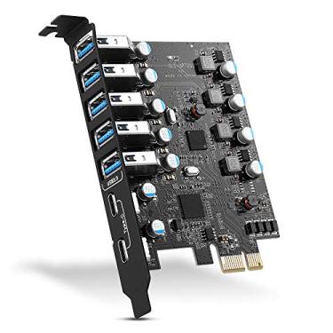 Imagem de Placa de expansão PCI-E para USB 3.0 7 portas (2 USB-C - 5 USB-A), placa de expansão PCI Express USB 3.0, conversor de hub USB 3 interno para placa host de PC desktop compatível com Windows 10/8/7/XP