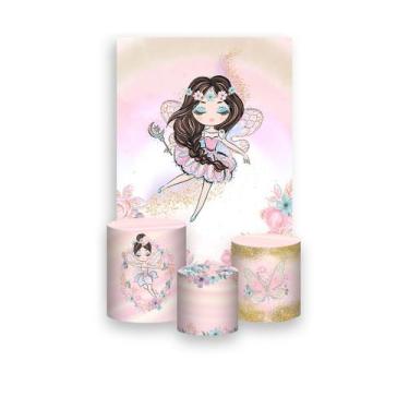 Imagem de Painel De Festa Vertical 1,50 x 2,20 + Trio De Capas Cilindro - Fadinh