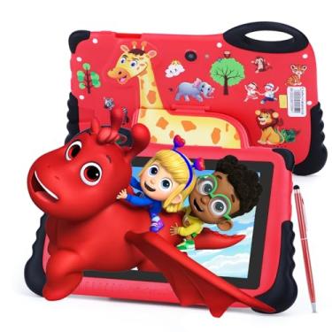 Imagem de Tablet 2024 para crianças, tablets Android 13 de 7 polegadas para crianças acima de 3 anos, tela HD 1024 x 600, 4 GB de RAM, 32 GB de ROM, cartão TF expansível de 512 GB, contral, tablet de