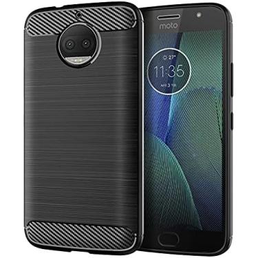 Imagem de HTXWXJC Capa para Moto G5S Plus, Motorola G5S Plus XT1806, capa protetora fina de borracha TPU de fibra de carbono antiarranhões à prova de choque para Motorola Moto G5S Plus preta