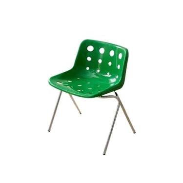 Imagem de Cadeira de jantar ergonômica empilhável com pernas de aço - assento largo e suporte lombar, para casa ou escritório (verde médio)