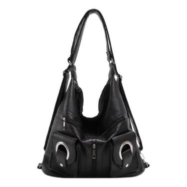 Imagem de Mochila Feminina Pequena Grande Tipo Saco Ajustável Top - Alwy, Preto