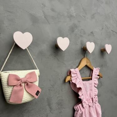 Imagem de 5 Ganchos de parede infantil menina decoração formatos rosa - Hanger D