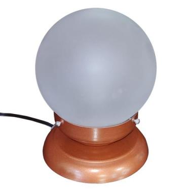 Imagem de Abajur Bola de Cristal Cobre C/Esfera 10x15 Vidro Fosco - Jota Ilumina