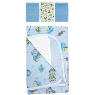 Imagem de Kit 4 Pçs Enxoval Bebe 1 Toalha De Banho C/ Capuz + 3 Babete - Dugu, A