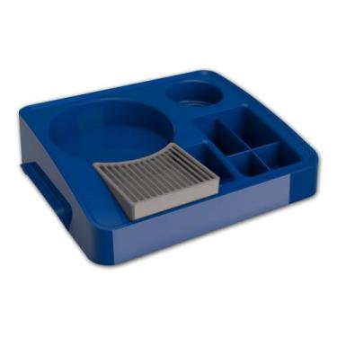 Imagem de Bandeja Organizadora Café Chá Leite Recepção Copo 1 Garrafa Azul Cód. 