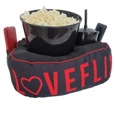 Imagem de Almofada Com Bolso Porta Pipoca Balde + 1 Copo Loveflix - Maria dos Re