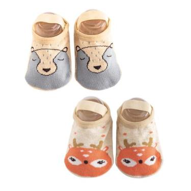 Imagem de Kit 2 Meias Sapatilhas Antiderrapante Pietra Baby Infantil Unissex Alg