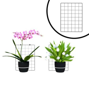 Imagem de Kit Tela Aramada 30x40 Preto para Jardim Vertical Orquídeas Horta Susp