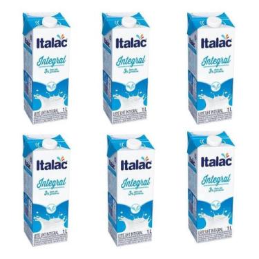 Imagem de Leite Italac Integral Longa Vida  Com Tampa 1l Kit 6 Unidade