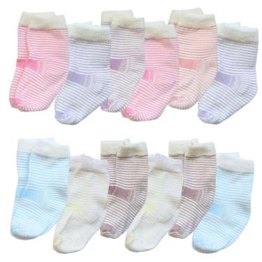 Imagem de Kit 12 Pares de Meias Calcanhar Bebê Menina e Menino Infantil - Taya B