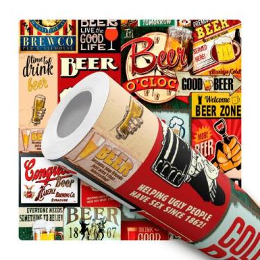 Imagem de Papel de Parede Adesivo Placas Beer Retro Moderno Adega 12m - Bazar do