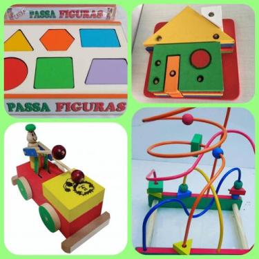 Imagem de Kit Com 4 Brinquedos Pedagógicos De Madeira - Lindos! - BRINQUE E LEIA