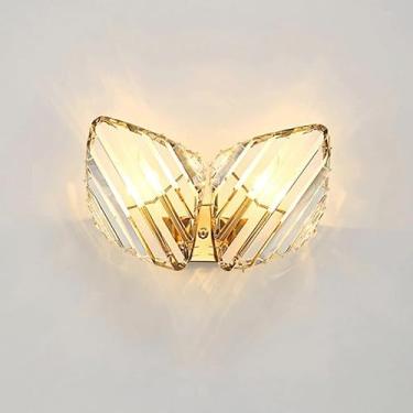 Imagem de Luminárias de parede de cristal simples e modernas para quarto, luz criativa nórdica, corredor de luxo, luz quente, arandelas de parede com base E14/12 para sala de estar, cabeceira, estudo,