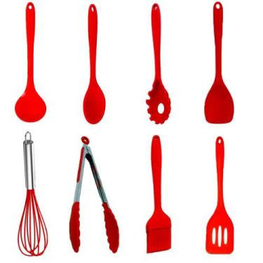Imagem de Kit Cozinha Silicone Vermelho 8 Peças Multiuso - Mundiart