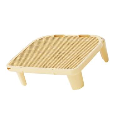 Imagem de Baoblaze Rampa para maca de gatos, caixa de areia para gatinhos, camada dupla, tapete de armadilha para animais de estimação, suprimentos para gatos internos, Amarelo