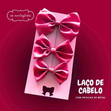 Imagem de Laço Decorativo de Cabelo Com 3 unidades - Só Mariazinha, ÚNICO, Rosa 