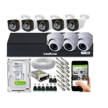 Imagem de Kit Cftv 8 Câmeras Segurança Full Hd 1080p Dvr Mhdx  Intelbras
