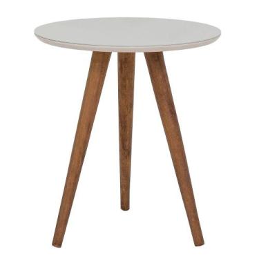 Imagem de Mesa de apoio lateral ou canto tripé laqueada vidro off white 60cm alt