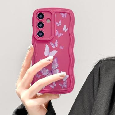 Imagem de UEEBAI Capa de onda de borboleta para Samsung Galaxy 23 FE 5G, capa de moldura ondulada fofa capa de telefone borboleta fofa capa macia bonita ondulada capa de silicone para Samsung Galaxy 23 FE 5G,
