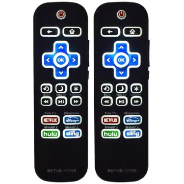 Imagem de (Pacote com 2) Controle remoto retroiluminado para TV Roku, substituição para TCL/Hisense/Sharp/Philips/Onn/Element/Insígnia/Westinghouse Roku TV (não para Roku Stick e Box), 1 ano de garantia