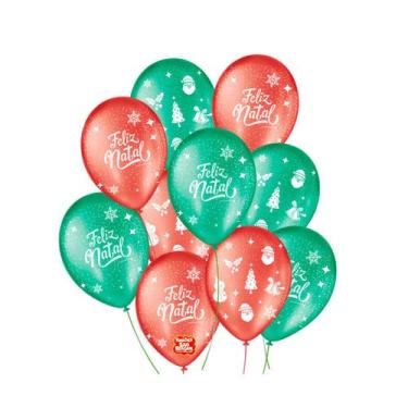 Imagem de Bexiga Balões Tema Nº 9 Feliz Natal Cintilante - 25 Unid - Balões São 