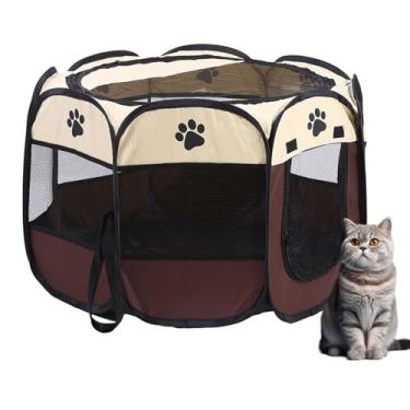 Imagem de Cercadinho para Cachorros, Cercadinho Pet, Cercado Pet, Casinha para Cães e Gatos, Portátil e Dobrável, Tecido Impermeável Fácil de Montar e Transportar (Marrom)