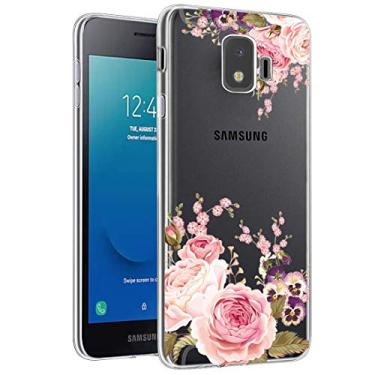 Imagem de Capa Ueokeird para Galaxy J2 Core, capa para Galaxy J2 Dash/J2 Pure/J260, estampa floral transparente à prova de choque, macia e flexível, capa protetora para celular Galaxy J2 (2019)/banco Samsung, rose flower