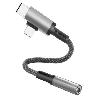 Imagem de caojunzhen Adaptador Lightning e USB C para conector de fone de ouvido de 3,5 mm, adaptador USB C e Lightning para AUX (para conector de fone de ouvido) para iPhone 16 15 14 13 Pro Max, Galaxy S24 S23