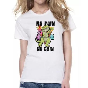 Imagem de Camiseta Baby Look Dinossauro No Pain No Gain - Alearts, P