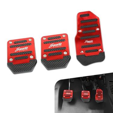 Imagem de Shakas Kit de pedal de carro de 3 peças, aceleração de 14,5 cm x 8 cm + freio de embreagem de 6,6 cm x 9 cm, liga espessa, pedal de fita antiderrapante, peças de modificação de substituição, para a