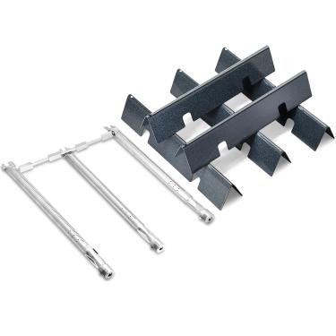 Imagem de Hipoilk 7636 barras aromatizadoras e queimador de grelha 69787 para Weber Spirit 300 e GS4 Spirit II série 300 com controle frontal, peças de grelha para Weber Spirit II E-310 E320 E330 S310 S320 S330
